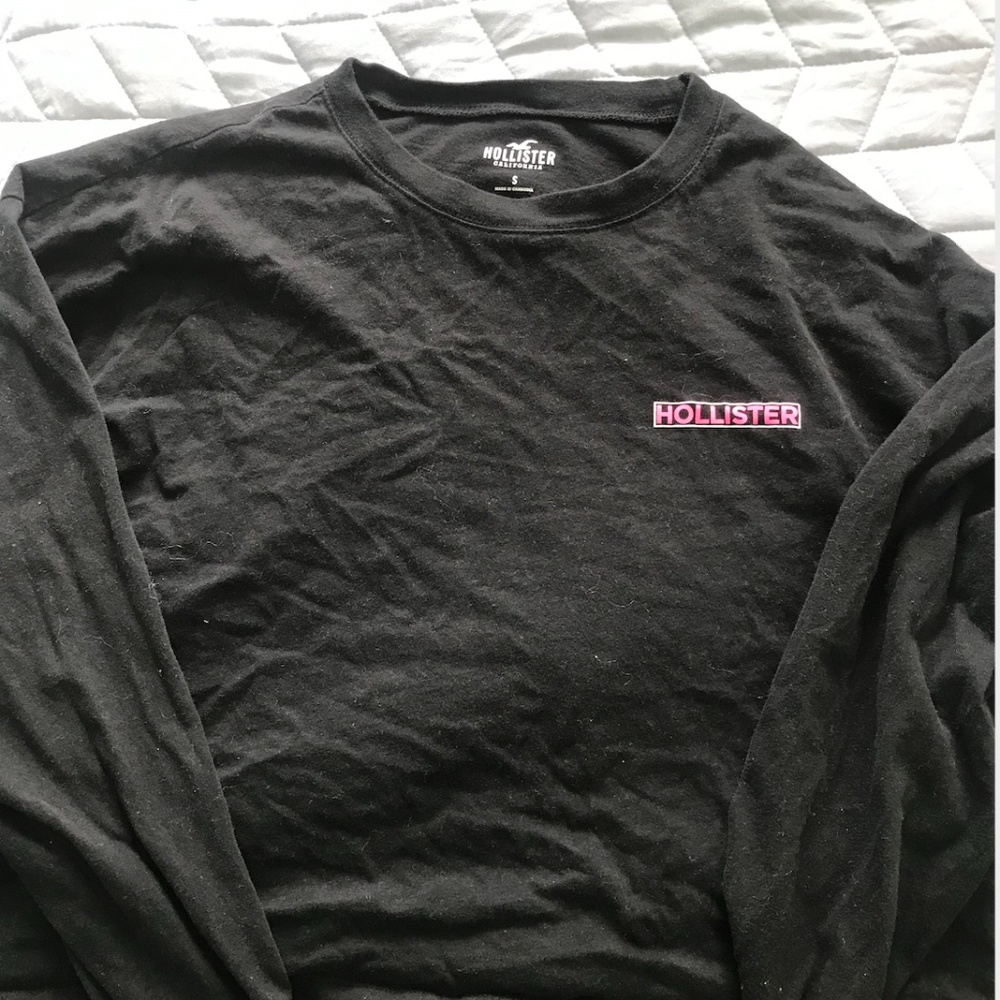 black Hollister long sleeves cropped shirt women's